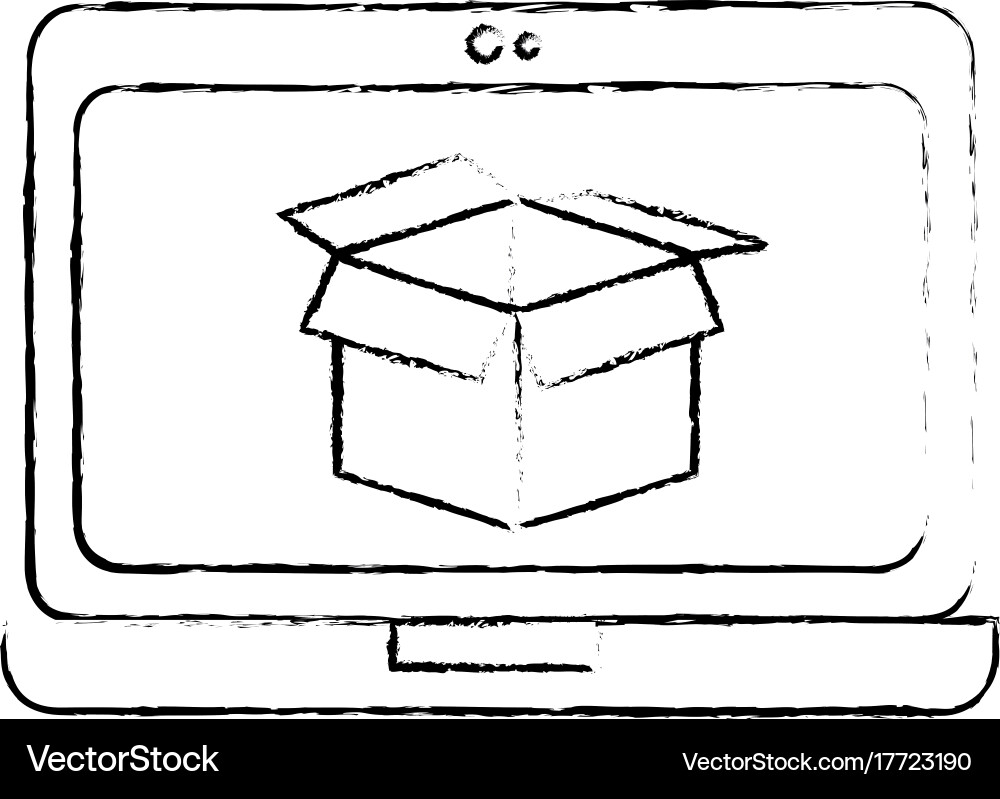 Laptop computer with box vector image
