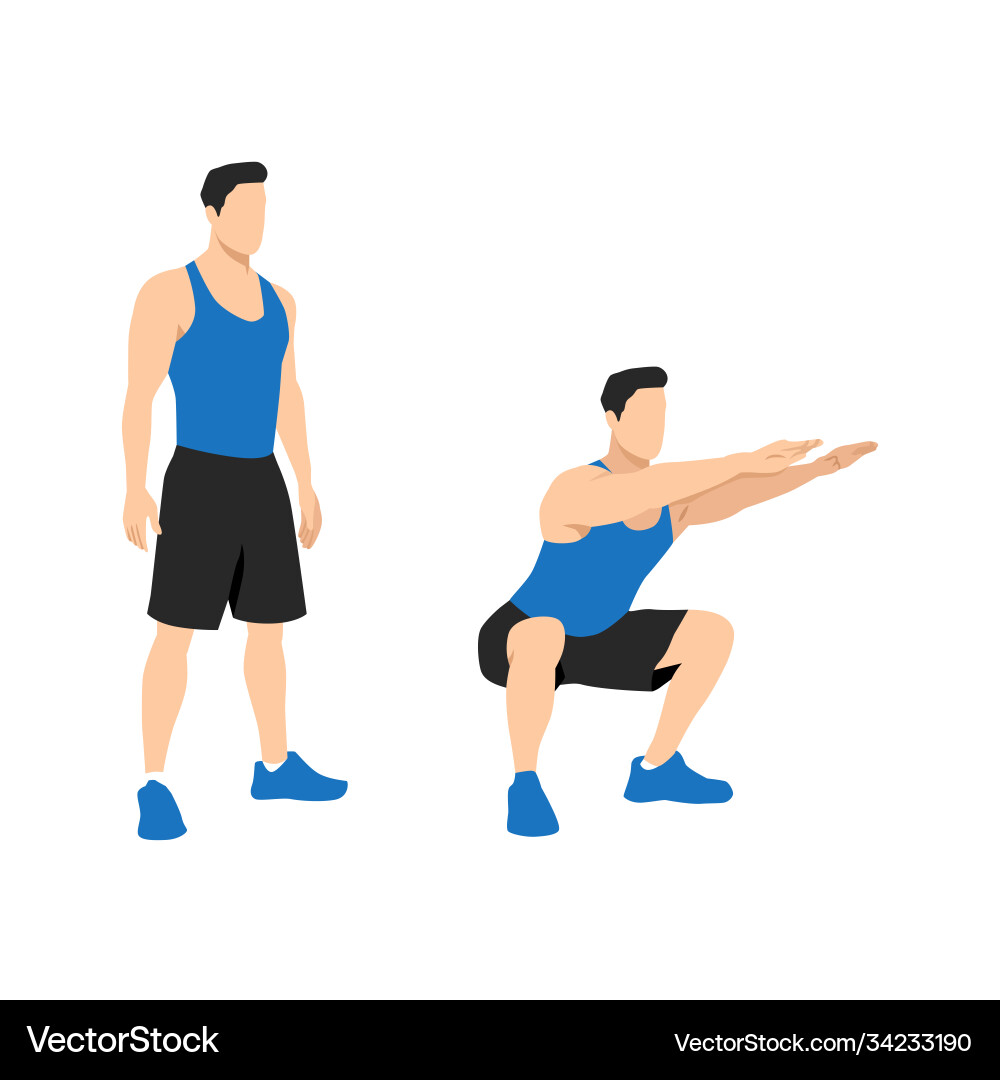 Man Doing Air Squat - Exercise Guide vector image