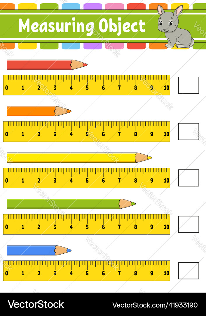Measuring object with ruler education developing Measuring object with ruler education developing vector image