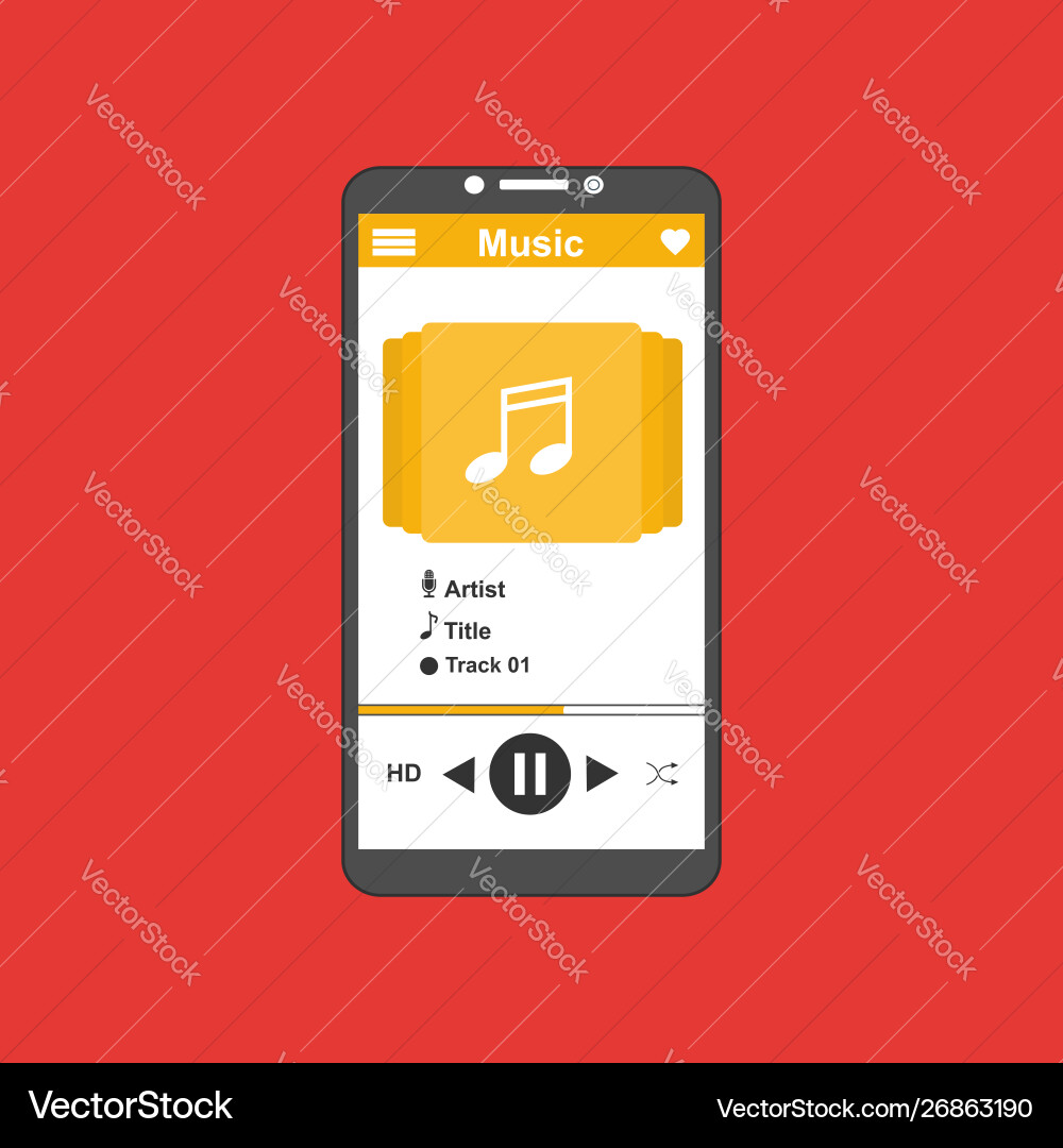 Media player application app template with flat Media player application app template with flat vector image