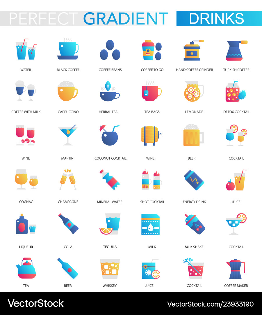 Moderne Getränke Icons Vektorbild