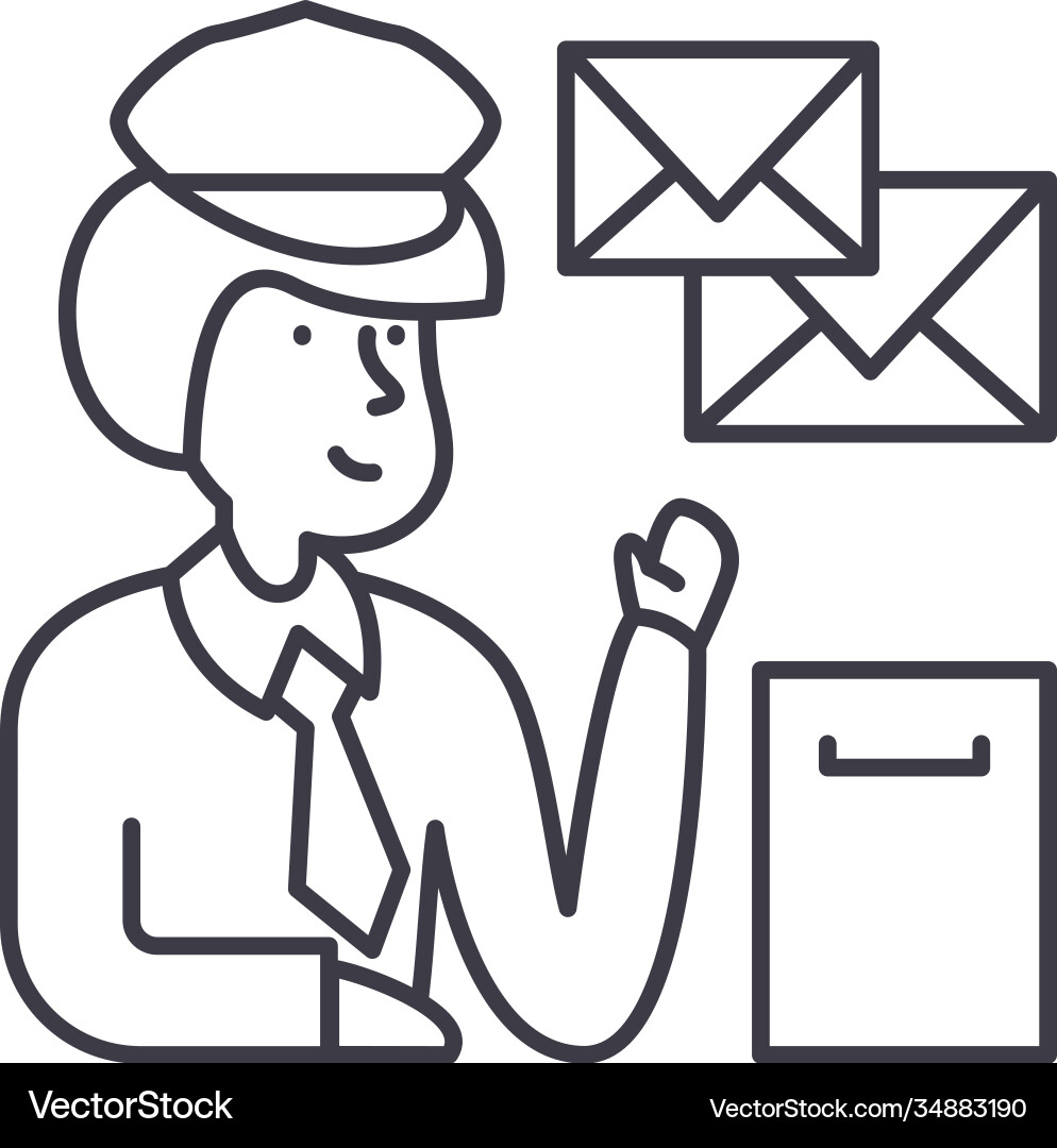 Postman icon linear isolated thin Postman icon linear isolated thin vector image