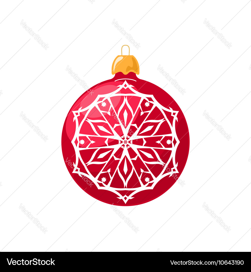 Red ball with snowflake isolated on white Vector Image