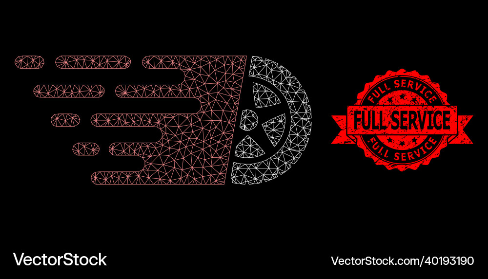 Scratched full service stamp and web net tire Scratched full service stamp and web net tire vector image
