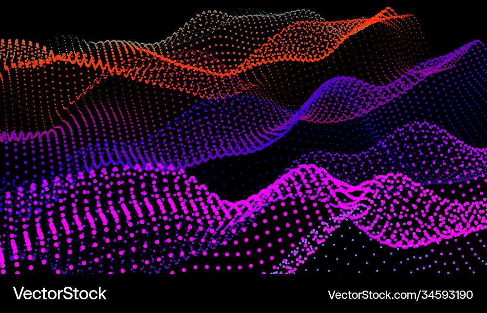 Sea waves from node hud data dots flow research Vector Image