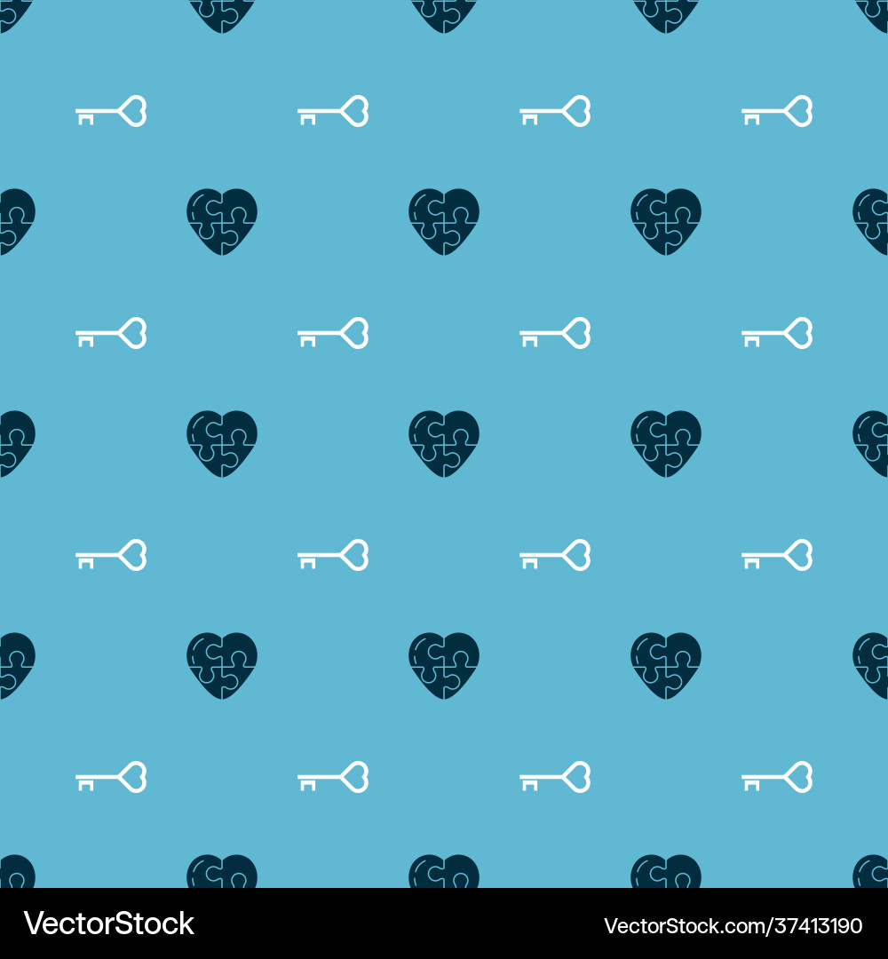 Set heart and key in shape on seamless Set heart and key in shape on seamless vector image