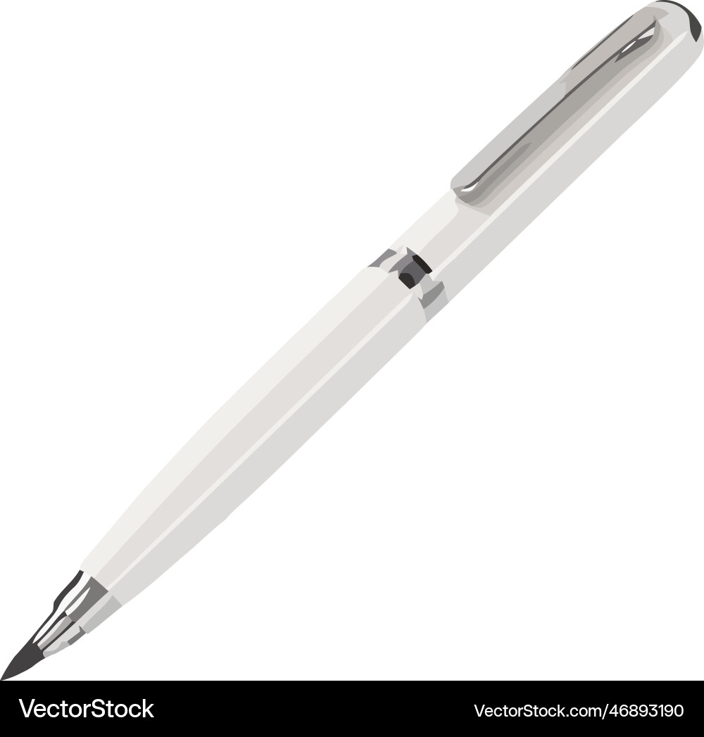 Sharp nib on ballpoint pen writes signature Sharp nib on ballpoint pen writes signature vector image