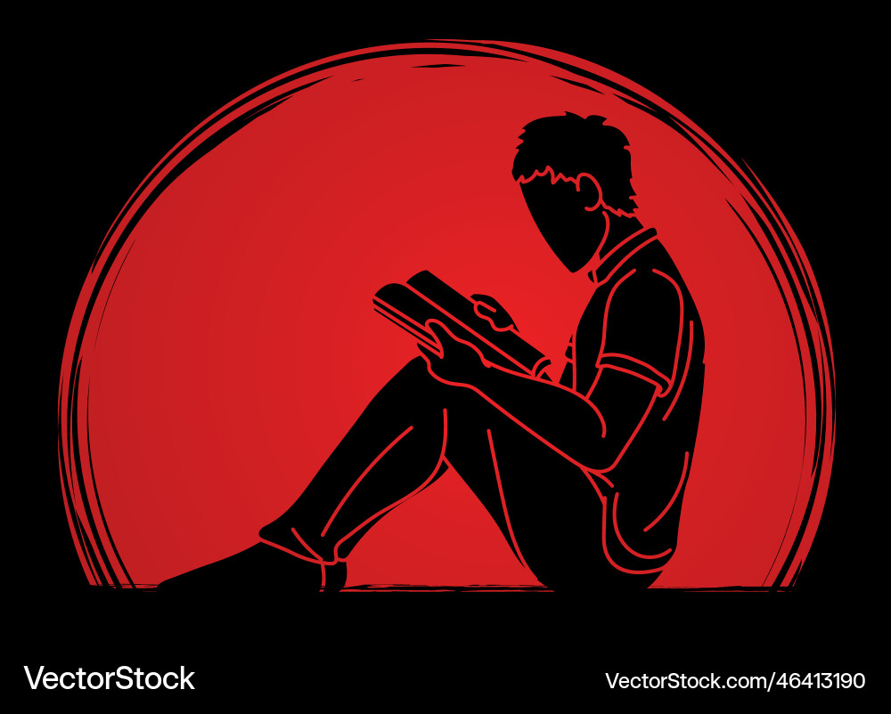 Silhouette a man reading book cartoon Silhouette a man reading book cartoon vector image
