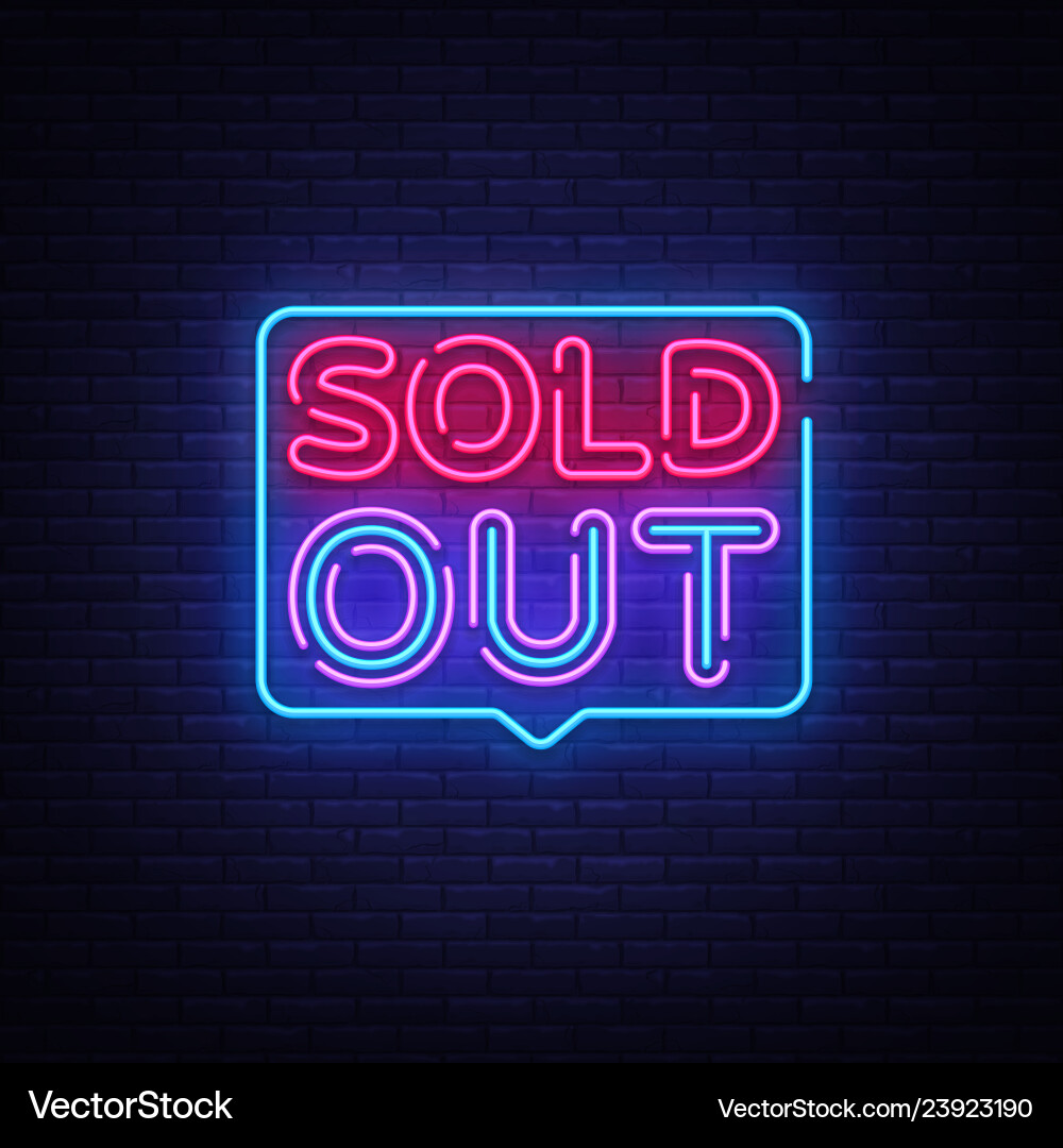 Sold out neon text design template Royalty Free Vector Image