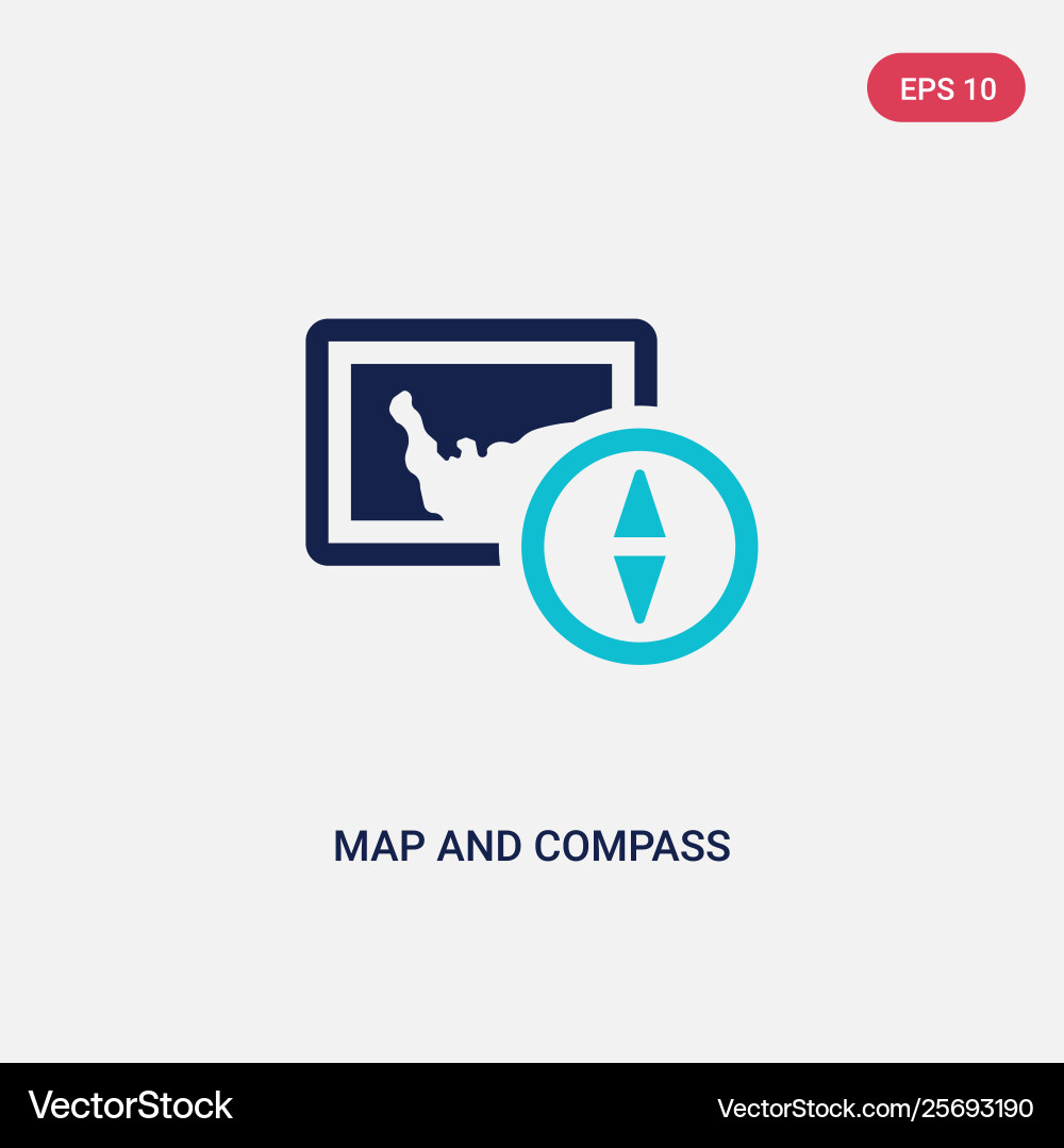 Two color map and compass orientation tools icon Two color map and compass orientation tools icon vector image