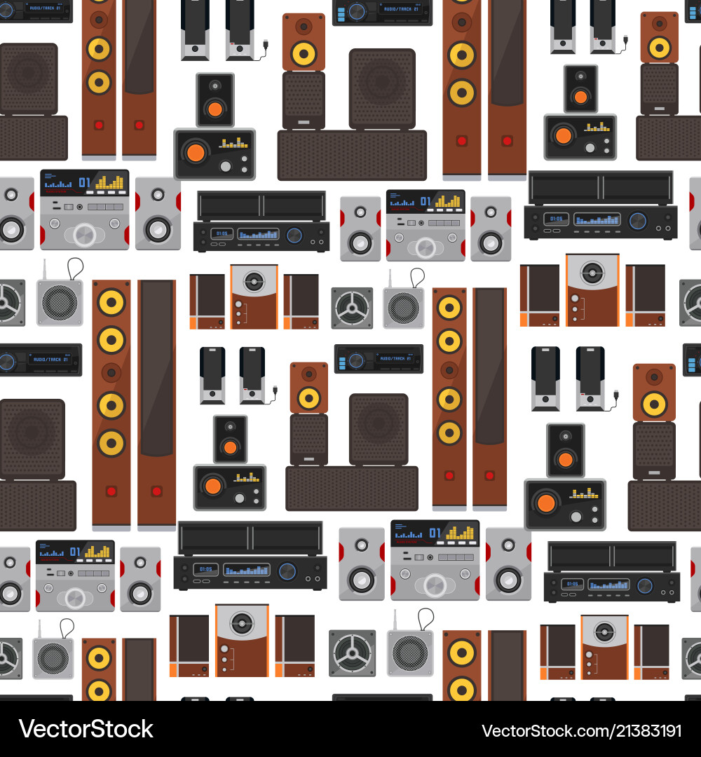 Acoustic sound system stereo flat seamless Acoustic sound system stereo flat seamless Vector Image