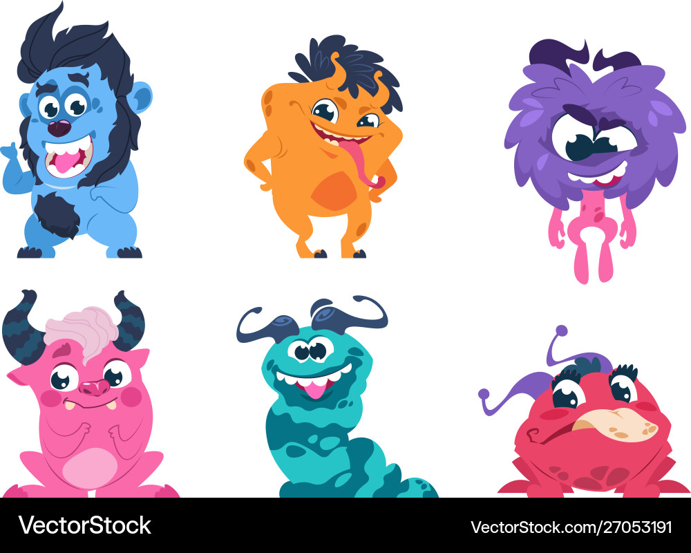 Cartoon monsters funny and scary trolls ghosts Cartoon monsters funny and scary trolls ghosts vector image