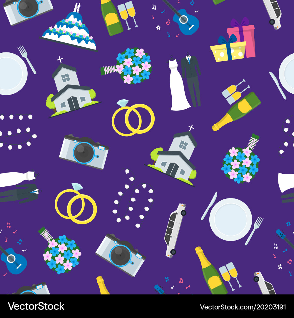 Cartoon wedding seamless pattern background Vector Image