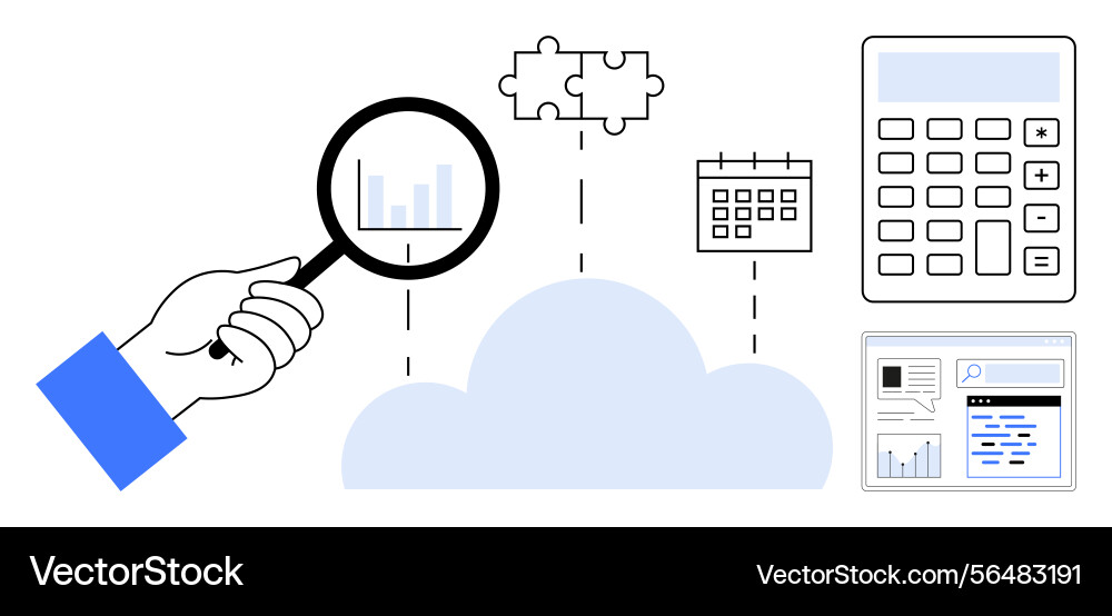 Cloudbasierte Datenintegration mit Analysetools Vektorbild