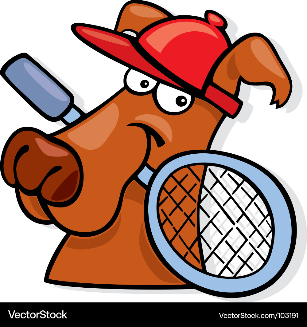 Dog with tennis racket Royalty Free Vector Image