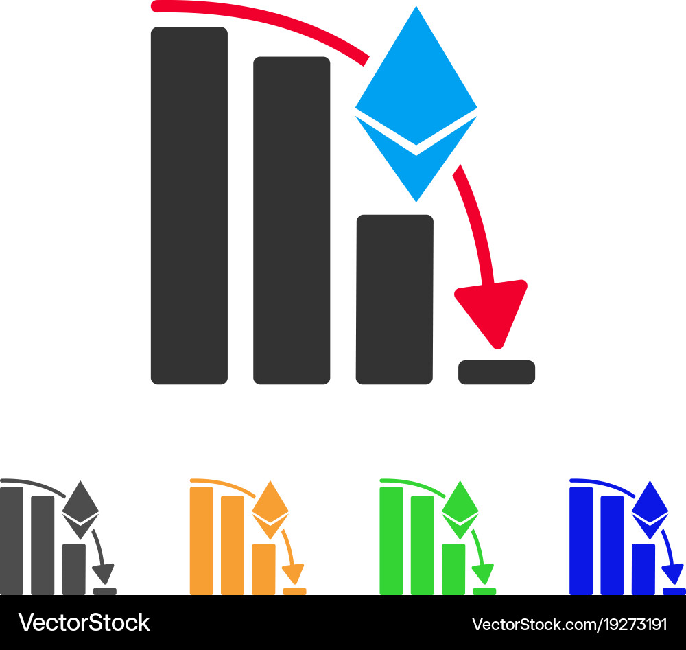 Ethereum falling acceleration chart icon Vector Image