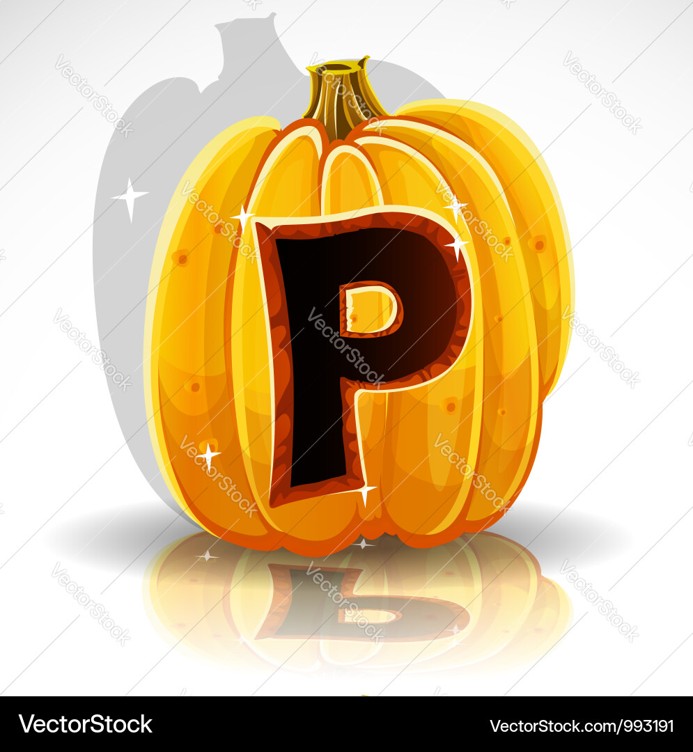 Halloween Pumpkin Letter P Vector Image