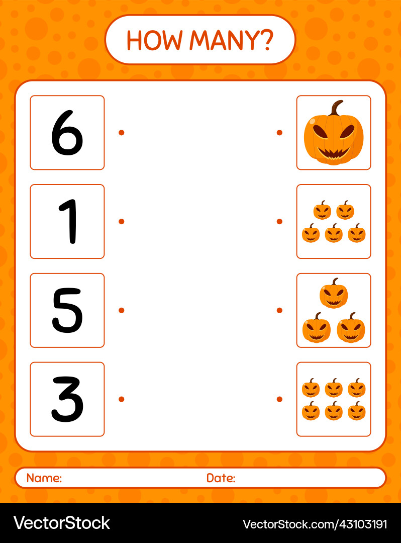 How many counting game with jack o lantern How many counting game with jack o lantern Vector Image