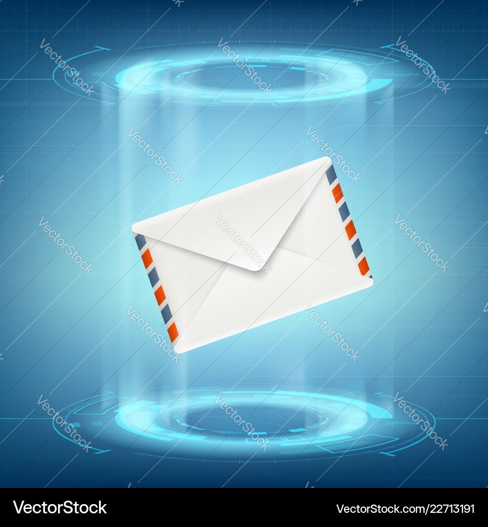 Hud technology background with paper envelope Hud technology background with paper envelope vector image