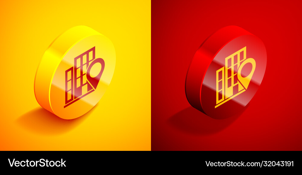 Isometric map pointer with house icon isolated Vector Image