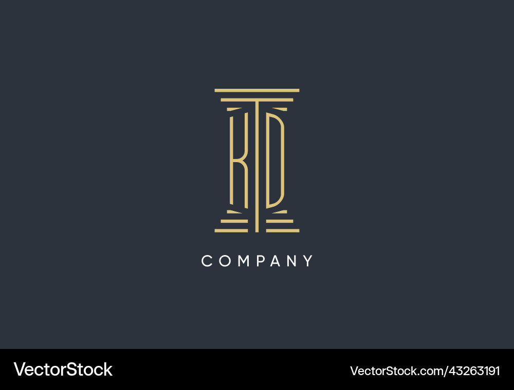 Kd initial monogram with pillar shape logo design Vector Image