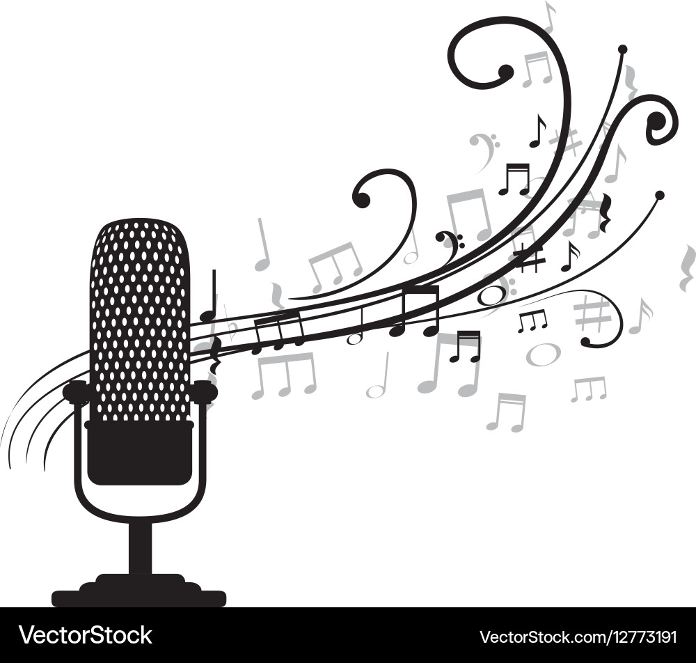 Microphone retro with musical pattern Vector Image