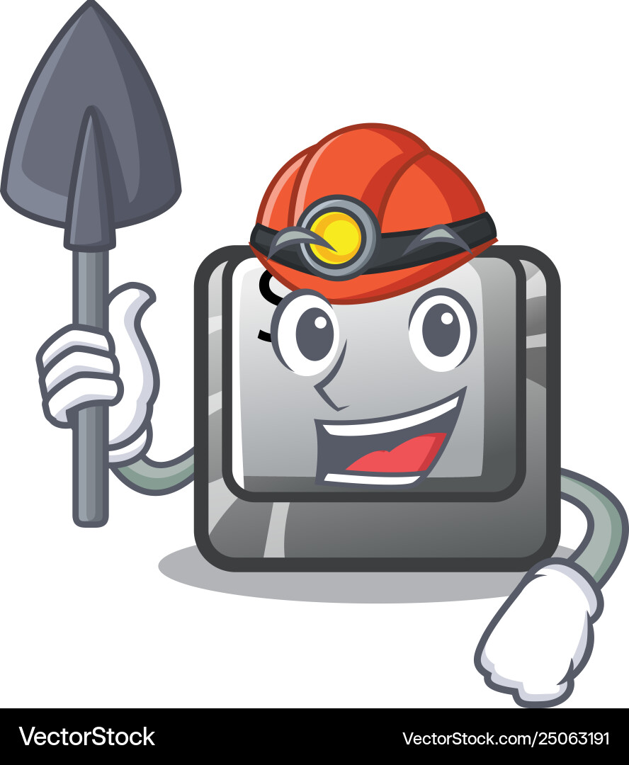 Miner button s on a computer cartoon Miner button s on a computer cartoon Vector Image