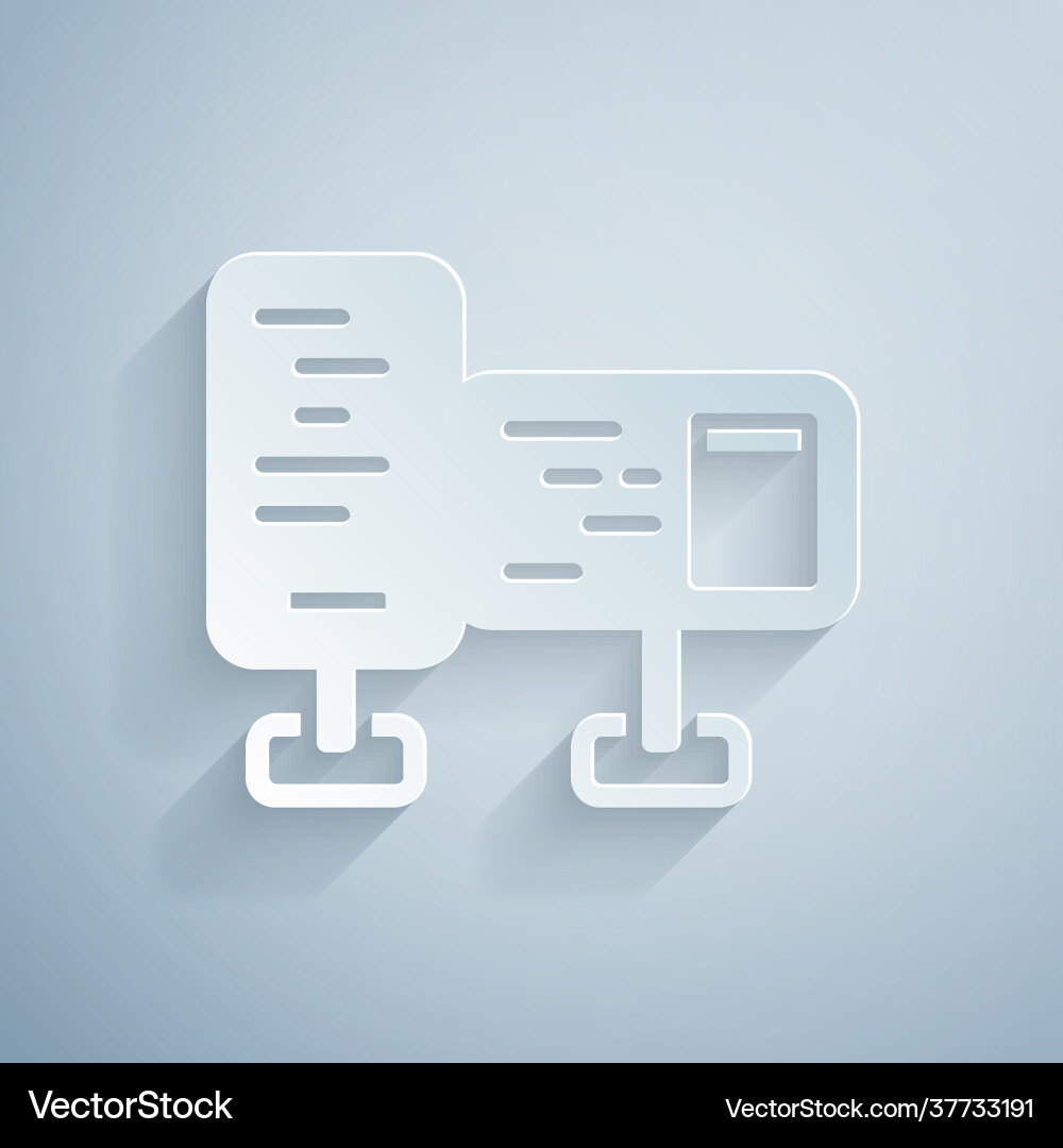 Paper cut computer monitor screen icon isolated Vector Image