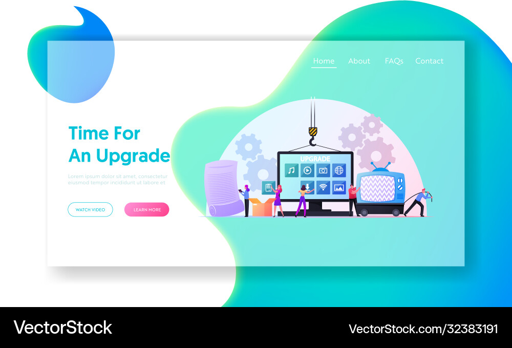 Program upgrading landing page template tiny Program upgrading landing page template tiny vector image