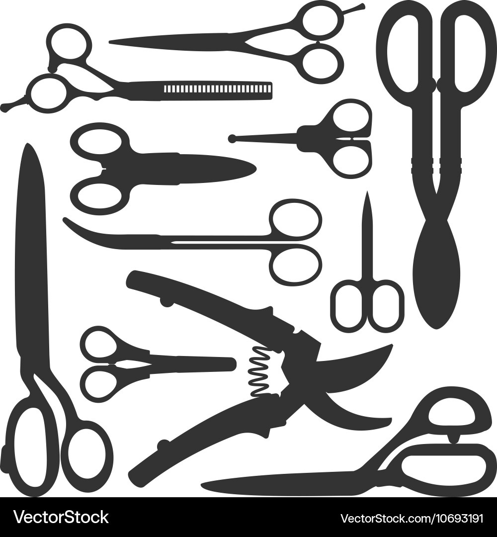Scissors icons set vector image