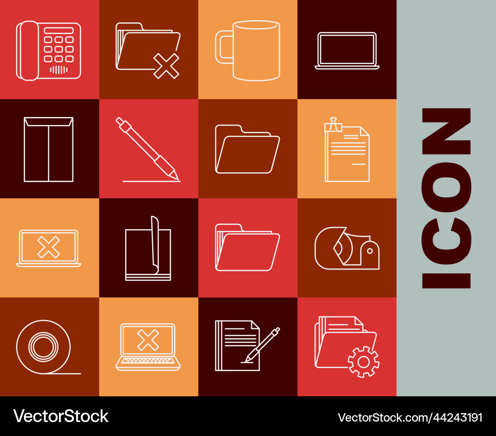 Set line folder settings with gears scotch file Vector Image