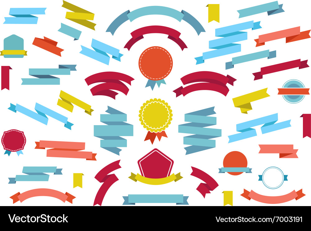 Set of colorful empty retro ribbons vector image