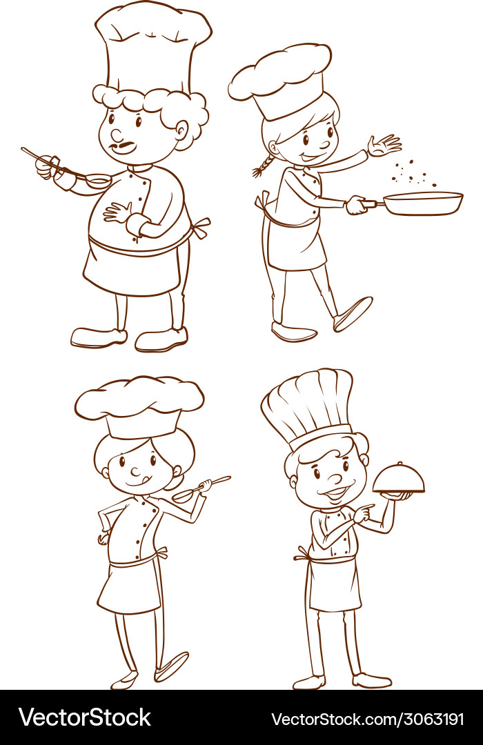 Simple Chef Sketches Vector Image
