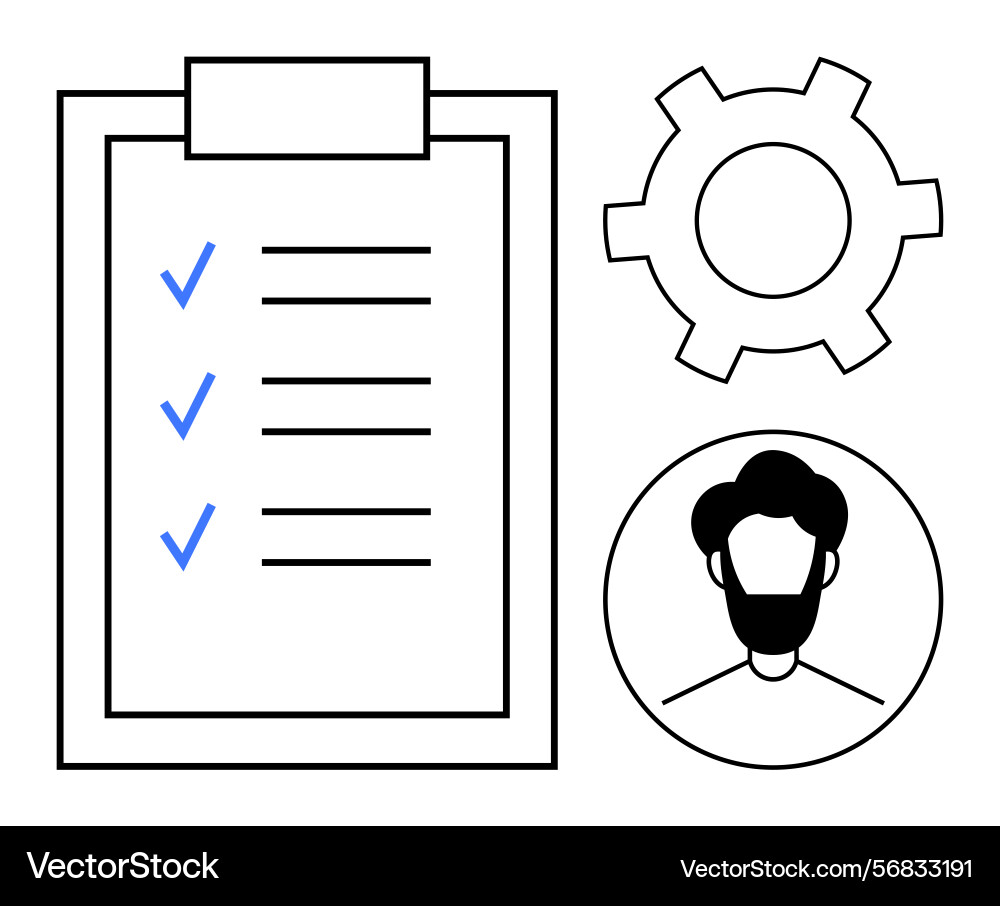 Task checklist with user profile and gear Task checklist with user profile and gear vector image