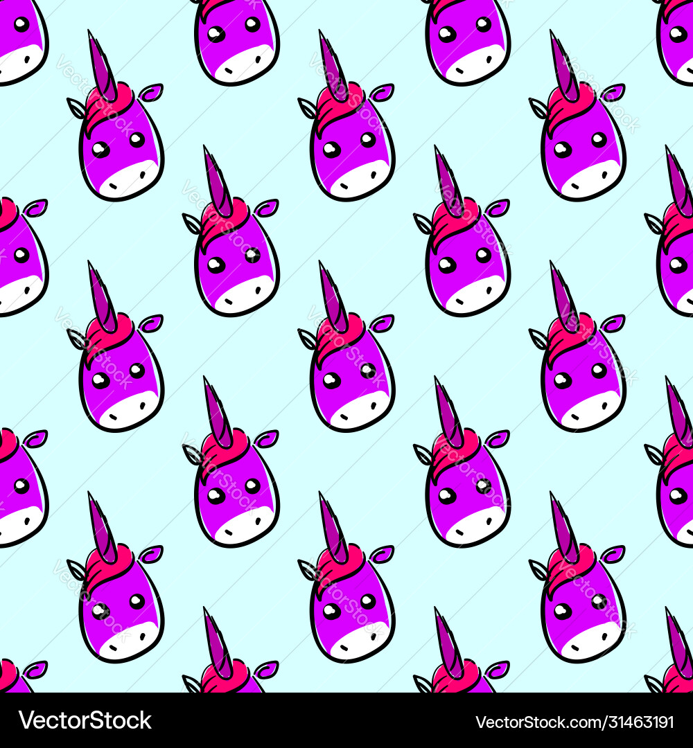Unicorn head pattern on white background vector image