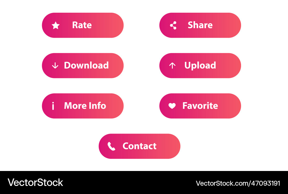 Web buttons flat design template color gradient Web buttons flat design template color gradient vector image
