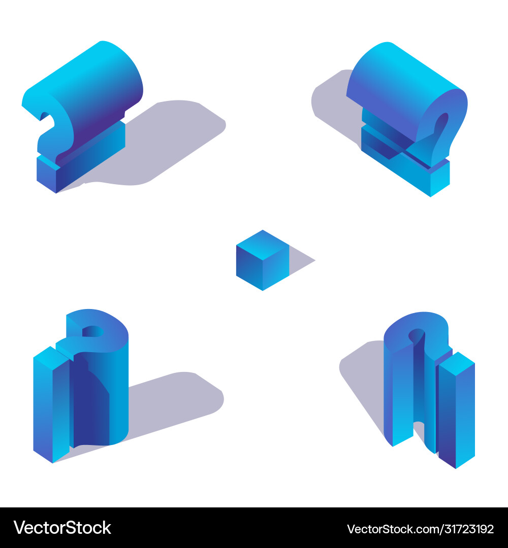 Blue isometric question mark with shadow problem Vector Image