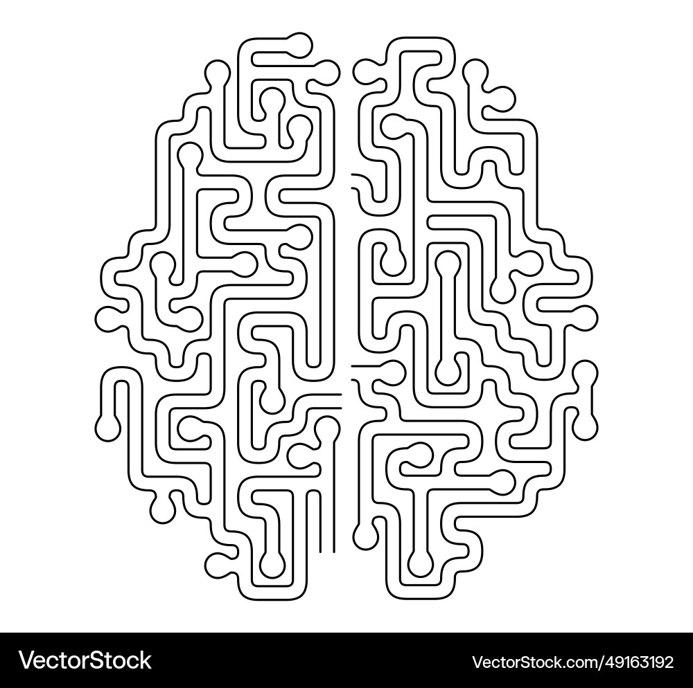 Brain shape maze design solve problem Vector Image