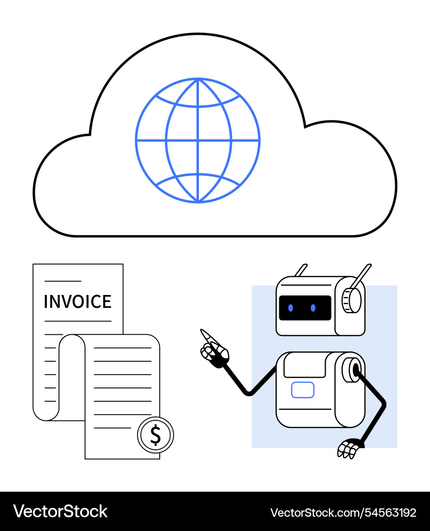 Cloud computing for finance robot interacting Cloud computing for finance robot interacting vector image