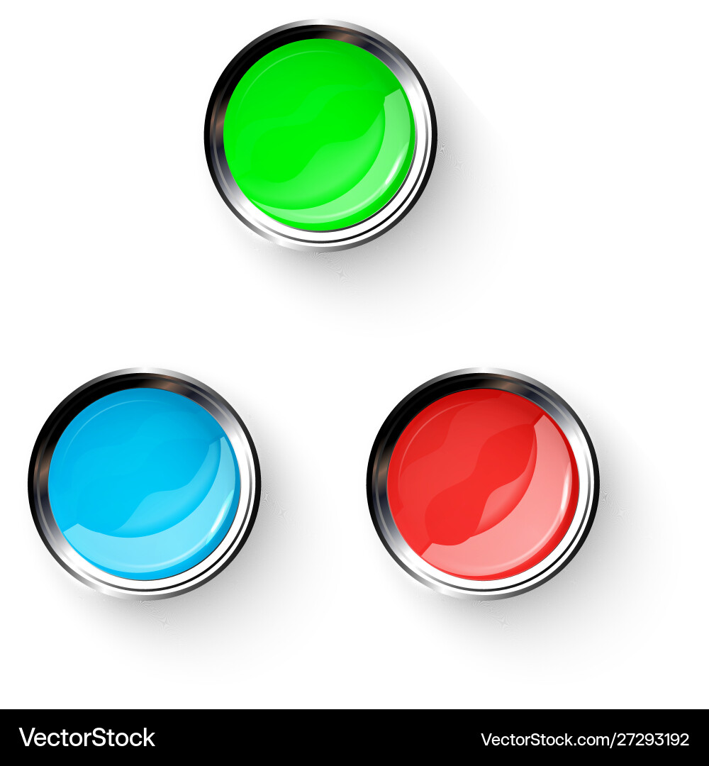 Colored buttons with metallic elements eps 10 Colored buttons with metallic elements eps 10 vector image