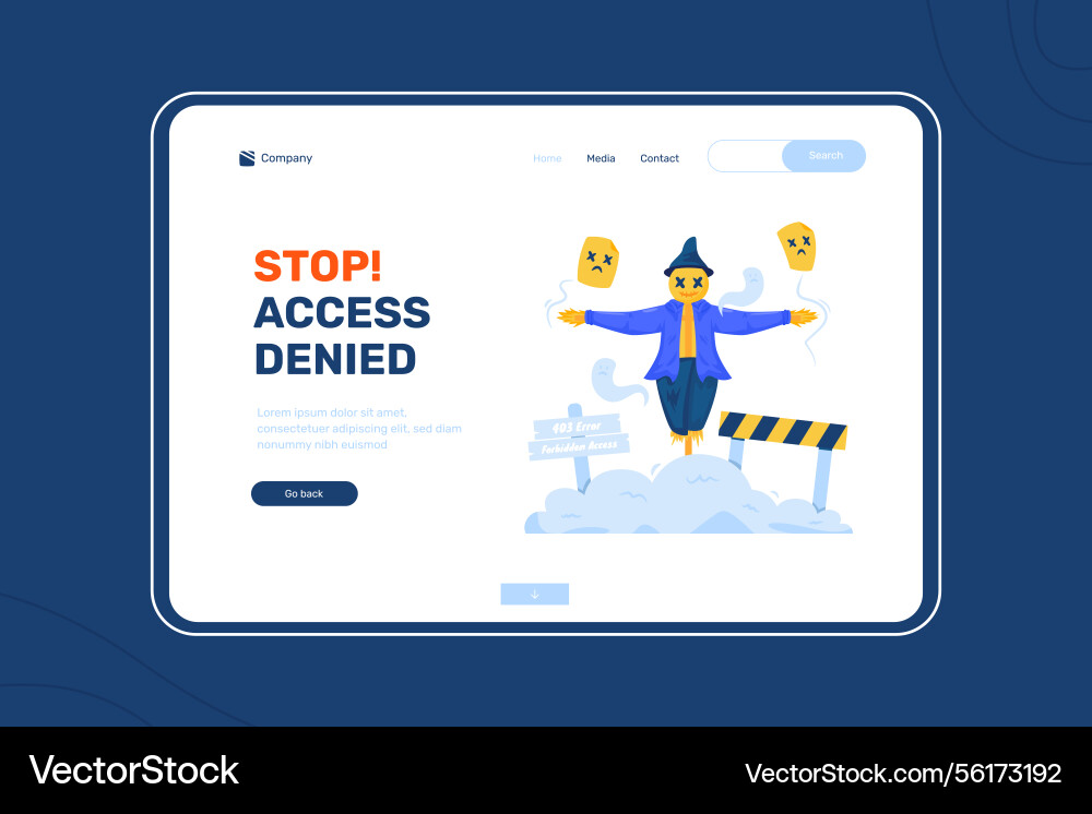 Error warning forbidden access on landing page Error warning forbidden access on landing page vector image