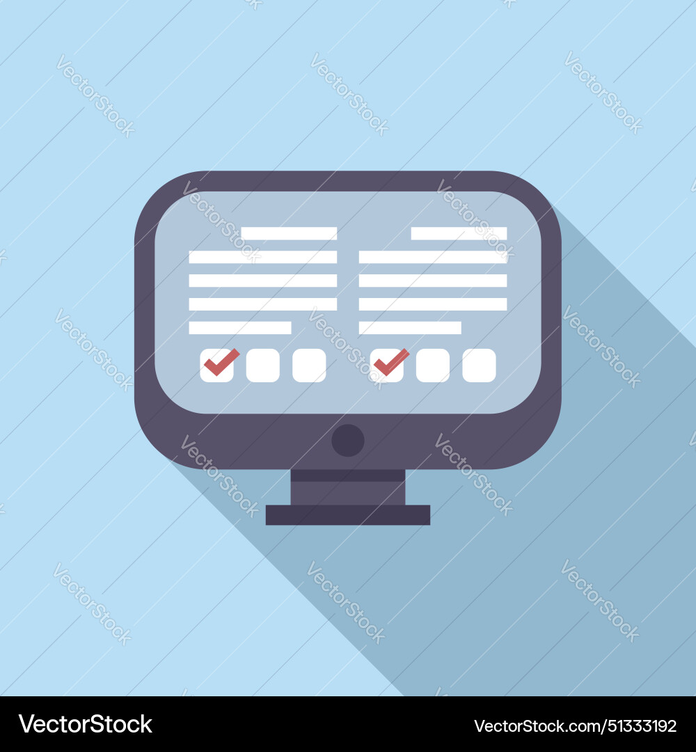 Flat design icon of desktop computer screen Flat design icon of desktop computer screen vector image