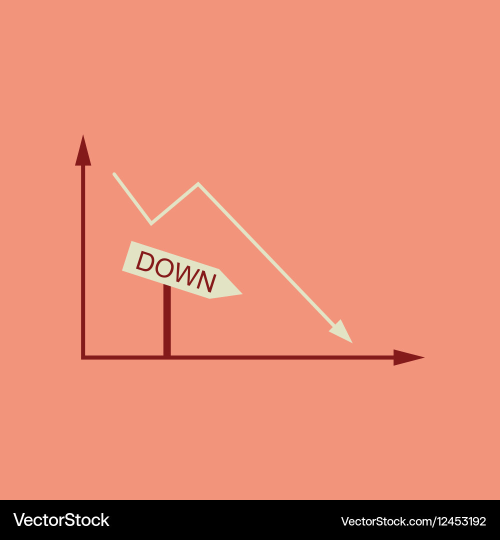 Flat web icon on stylish background falling graph vector image