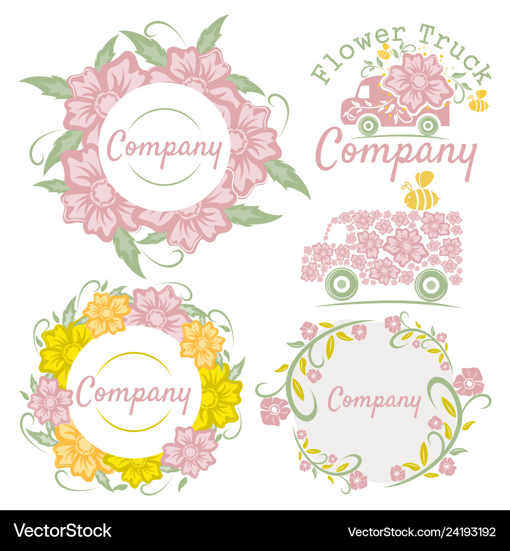 Floral Truck Logo Concept Vector Image