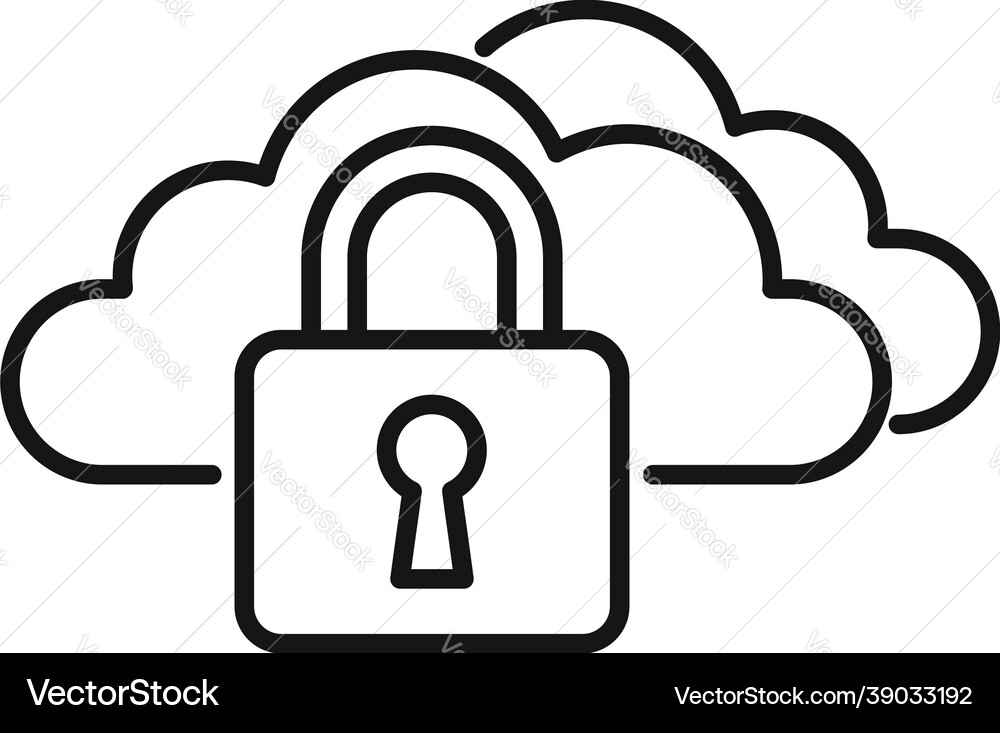 Locked data cloud icon outline computer Locked data cloud icon outline computer vector image