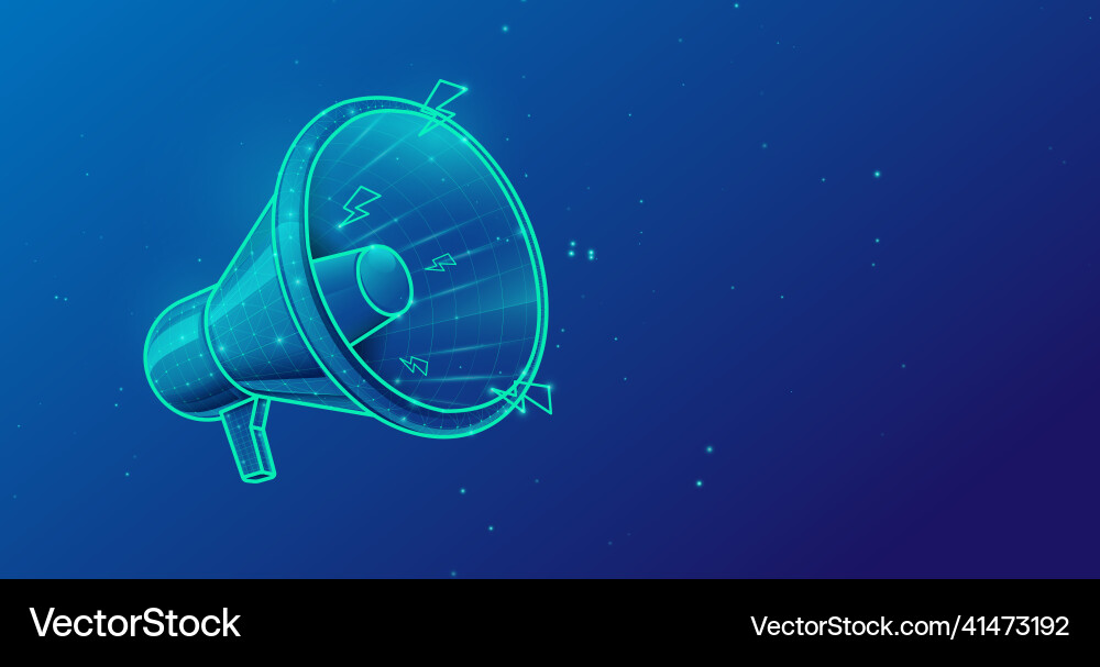 Megaphone icon wireframe line and triangle design Megaphone icon wireframe line and triangle design Vector Image