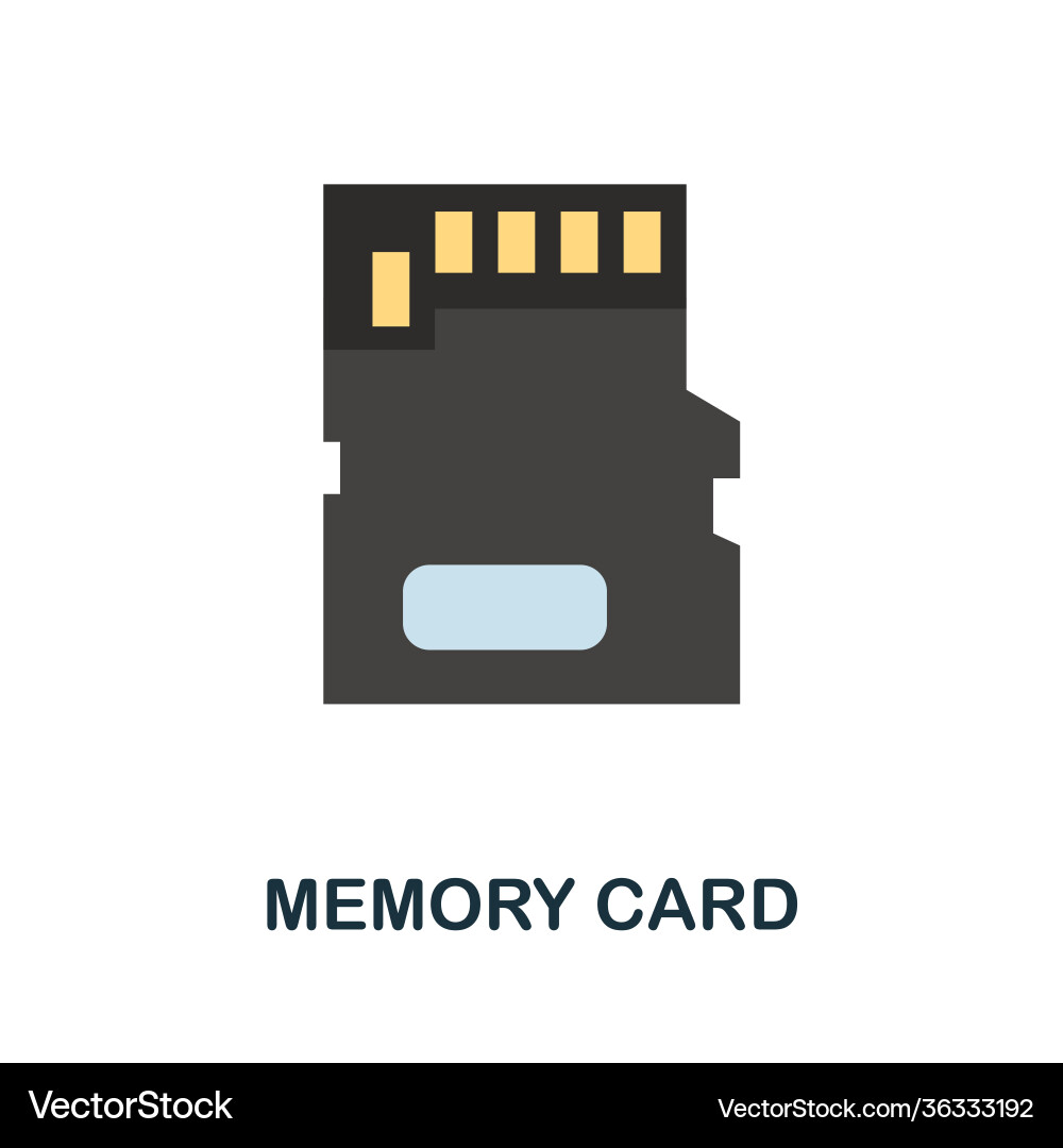 Memory card flat icon color simple element from vector image