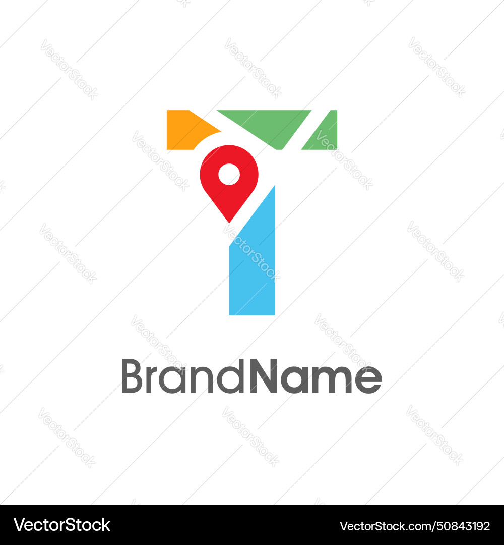 Modern initial t maps location logo Vector Image