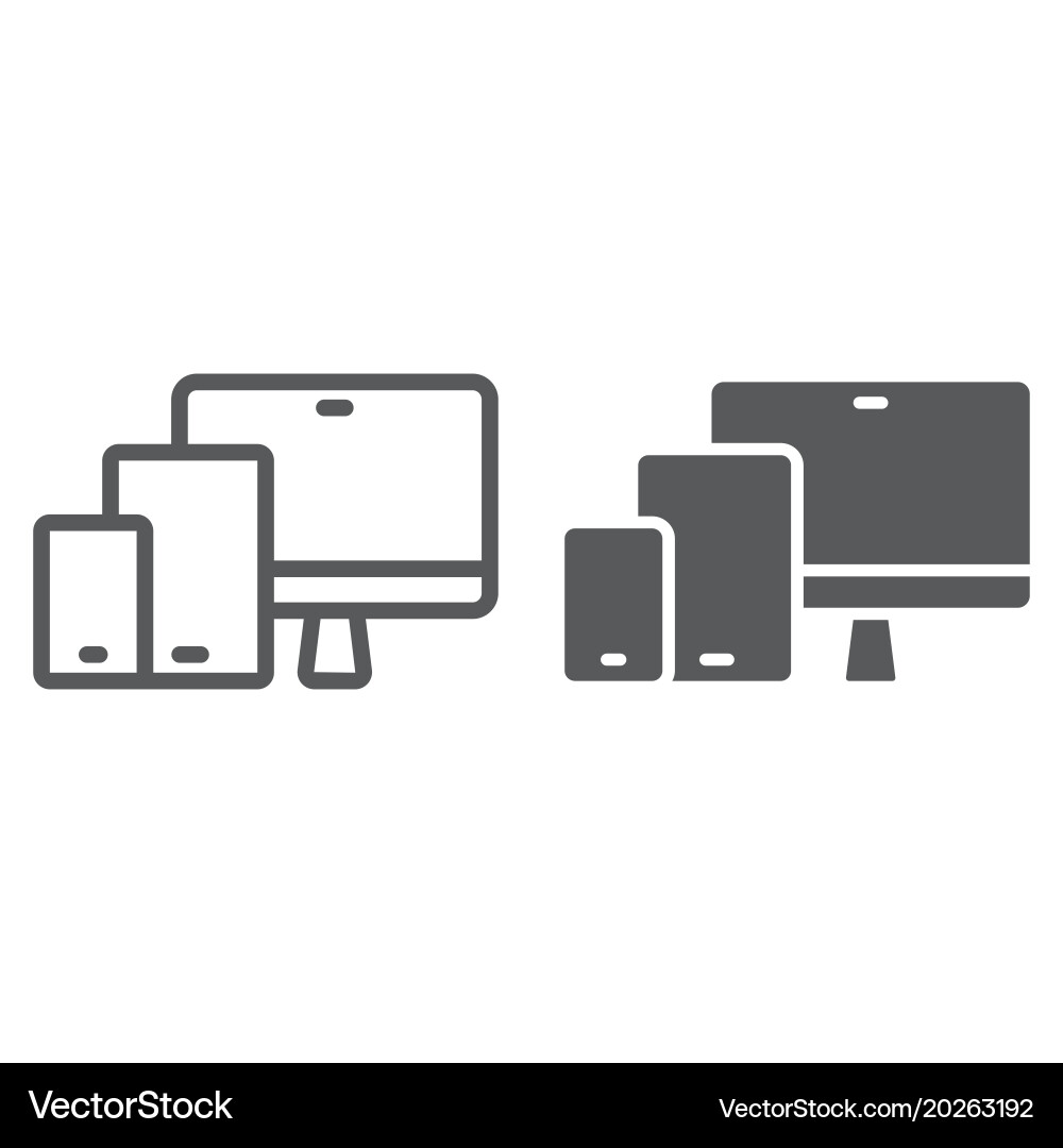 Modern Line Computer Icons vector image