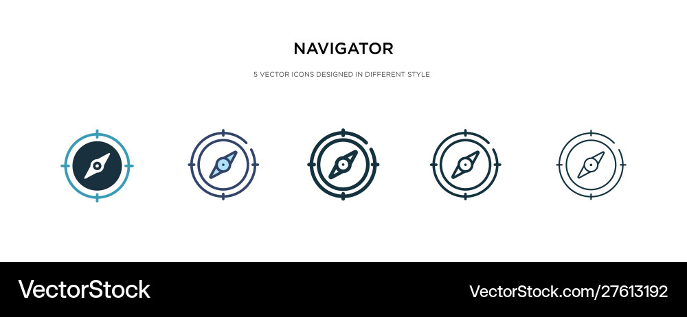 Navigator icon in different style two colored Vector Image